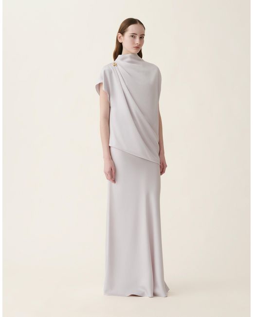 Fabiana Filippi Natural Glossy Enver Satin Skirt