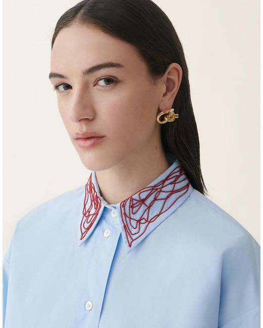 Fabiana Filippi Blue Boyfriend Poplin Shirt