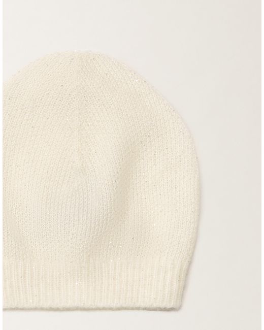 Fabiana Filippi Natural Mohair Cap With Micro Sequins, Raffia