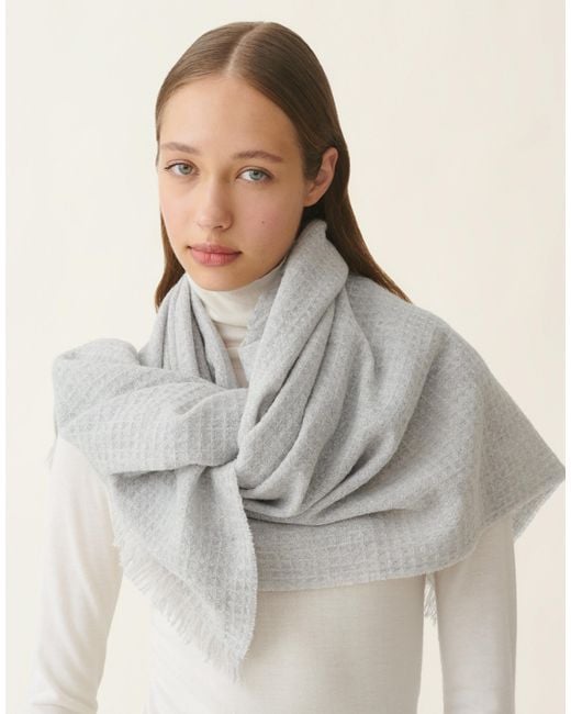 Fabiana Filippi Natural Wool And Cashmere Scarf With Lurex