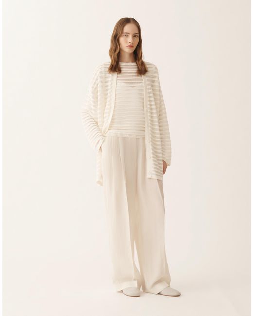 Fabiana Filippi Natural Cotton And Linen Cardigan With Sequins