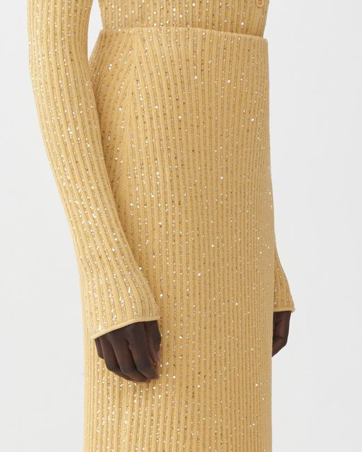 Fabiana Filippi Yellow Cotton And Sequin Pencil Skirt
