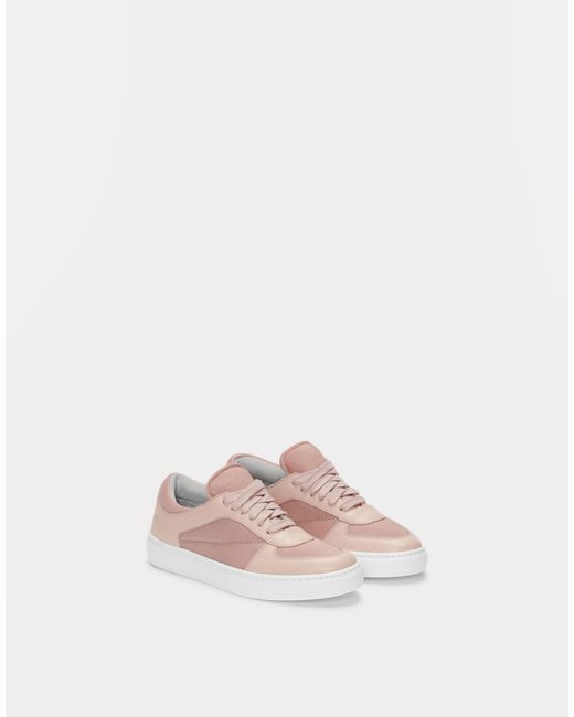 Fabiana Filippi Pink Leather Sneaker With Mesh Inset