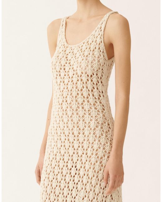 Fabiana Filippi Natural Cotton Ribbon Dress With Sequins