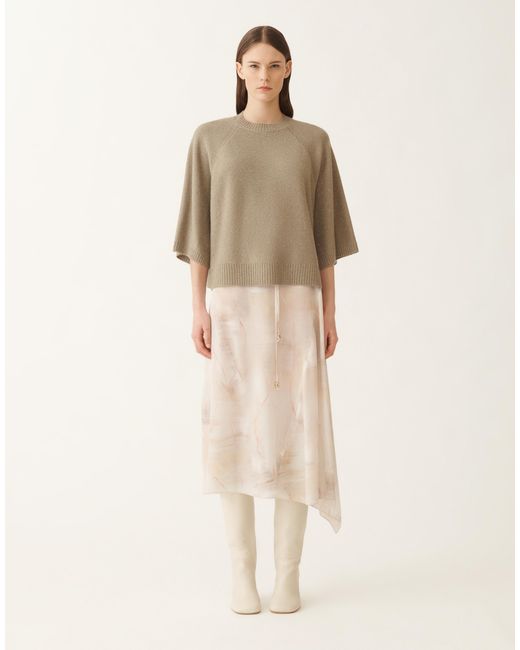 Fabiana Filippi Natural Wool And Silk Cape With Sequins