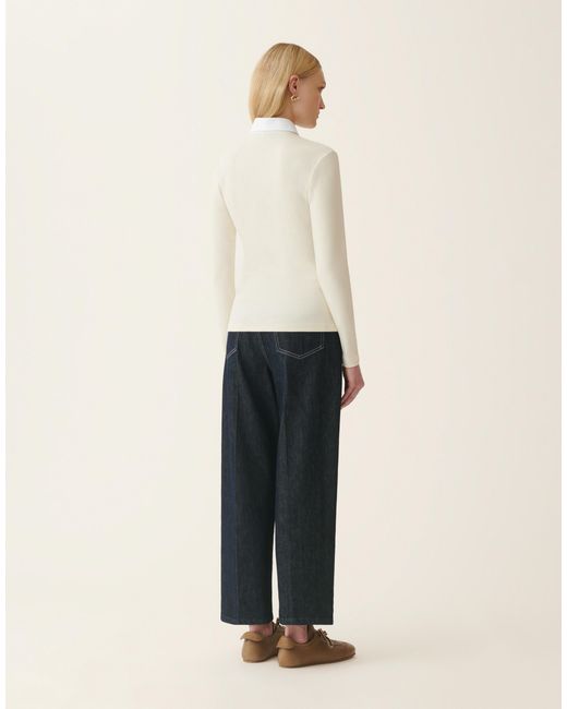 Fabiana Filippi Natural Ribbed Cotton Jersey Long-Sleeved T-Shirt