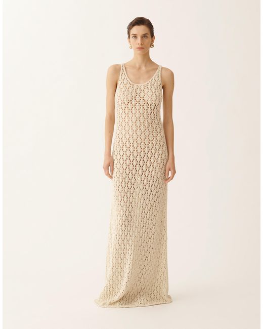 Fabiana Filippi Natural Cotton Ribbon Dress With Sequins
