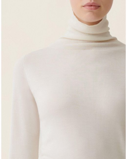 Fabiana Filippi Natural Turtleneck Cashmere And Silk Sweater