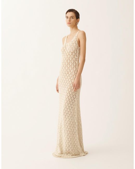Fabiana Filippi Natural Cotton Ribbon Dress With Sequins