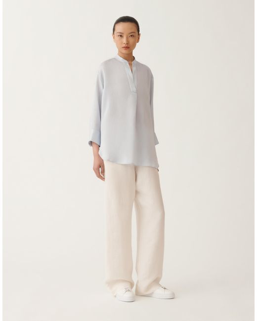 Fabiana Filippi White Bluse Mit Streifenmuster Aus Viskose Und Seide, Weiß Und