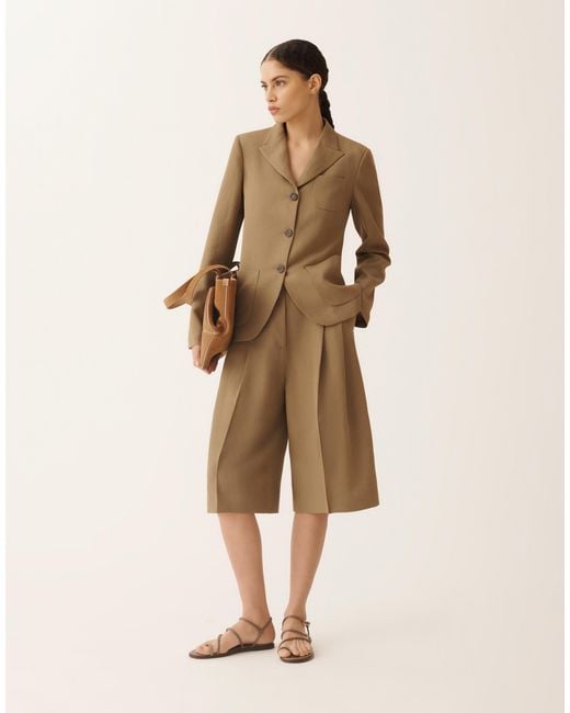 Fabiana Filippi Natural Fluid Linen And Viscose Bermuda Shorts