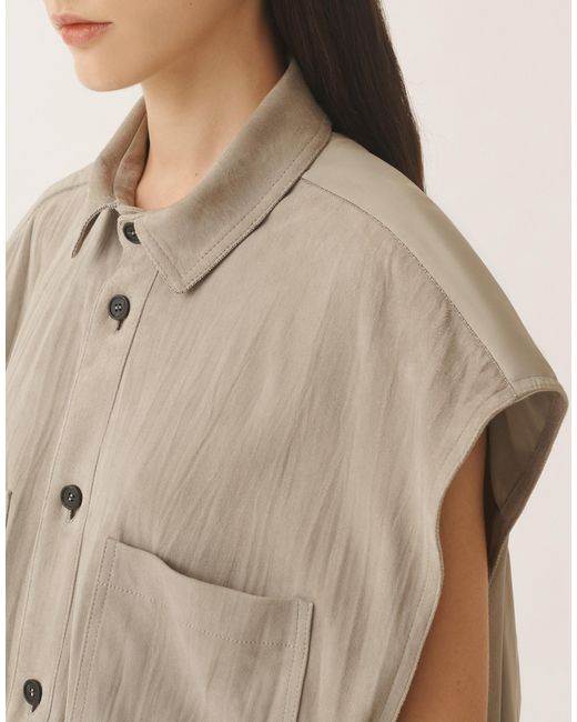 Fabiana Filippi Natural Pleated Suede Bomber Jacket, Clay