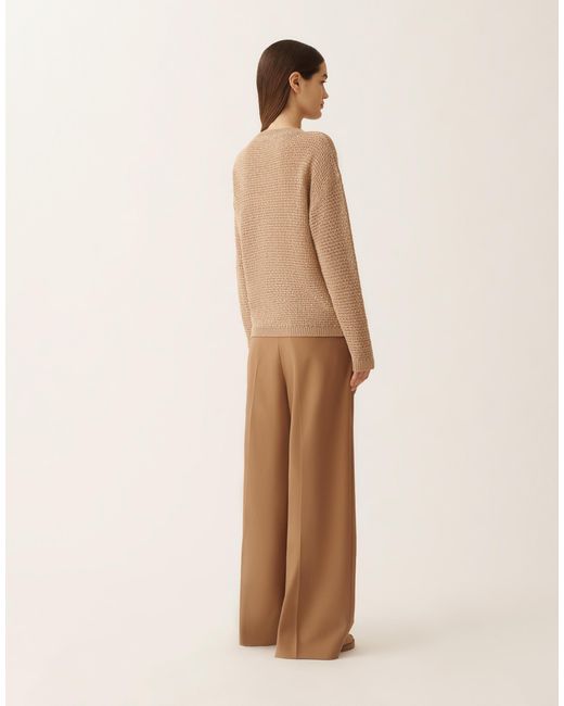 Fabiana Filippi Natural Cotton Ribbon-Knit Sweater With Sequins, Maple