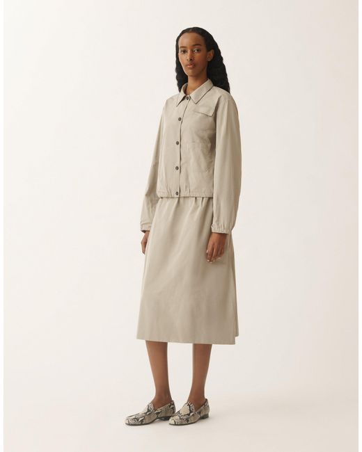 Fabiana Filippi Micro Faille Bomber Jacket, Clay in Natural
