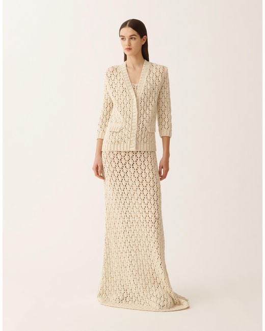 Fabiana Filippi Natural Cotton Tape Cardigan With Sequins
