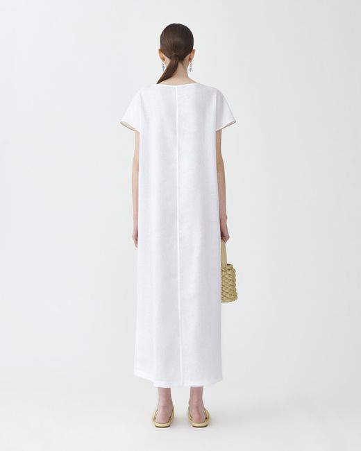 Fabiana Filippi White Kleid Aus Leinengewebe, Optisches Weiß