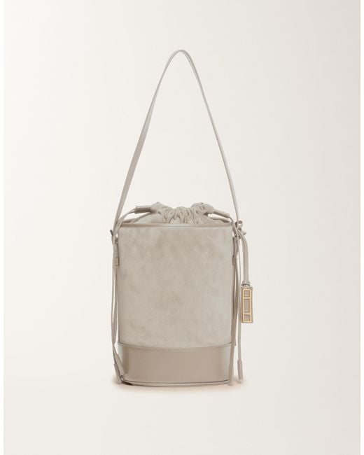 Fabiana Filippi Natural Suede And Leather Bucket Bag, Ice
