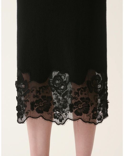 Fabiana Filippi Black Platinum And Lace Pencil Skirt