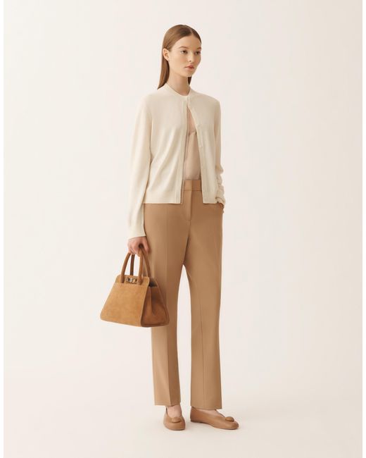 Fabiana Filippi Natural Wool And Cotton Cardigan, Cream