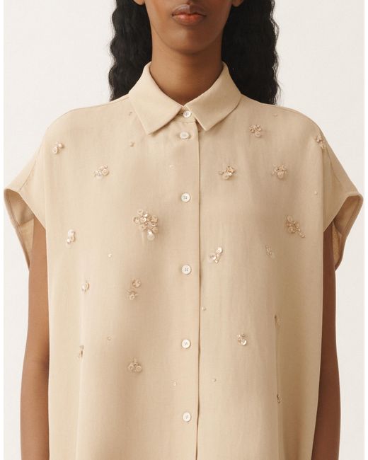 Fabiana Filippi Natural Linen And Viscose Shirt Dress, Sand