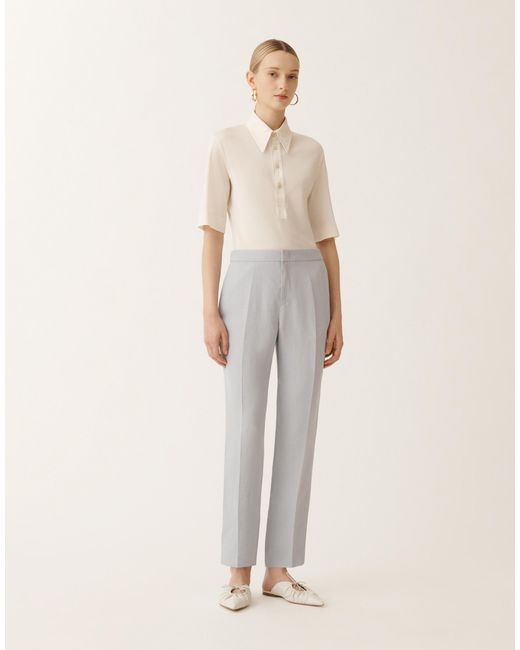 Fabiana Filippi White Montefalco Linen And Viscose Trousers, Mauve