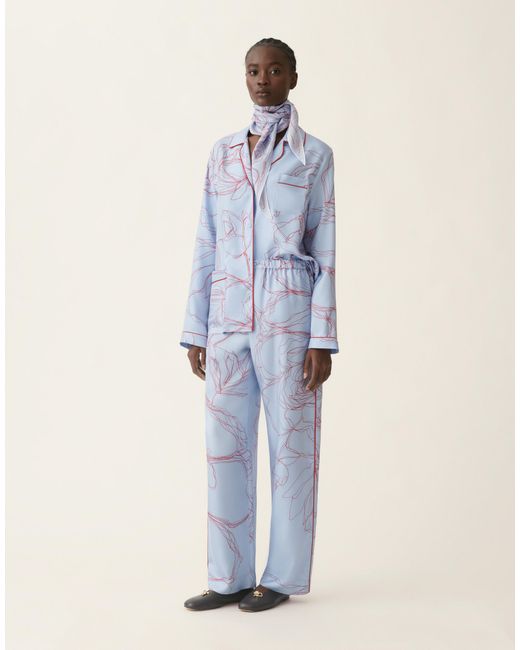 Fabiana Filippi Blue Silk Twill Trousers
