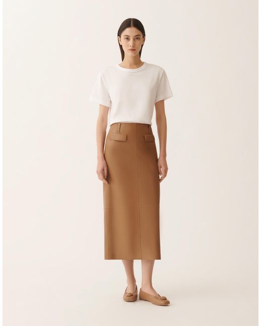 Fabiana Filippi Natural Nappa Lissé Pencil Skirt