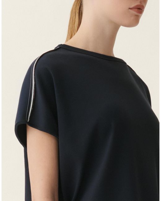Fabiana Filippi Blue Ribbed Cotton Jersey T-Shirt