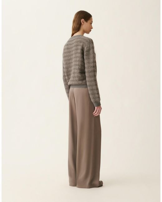 Fabiana Filippi Natural Platinum And Mohair Sweater With Sequin Stripes