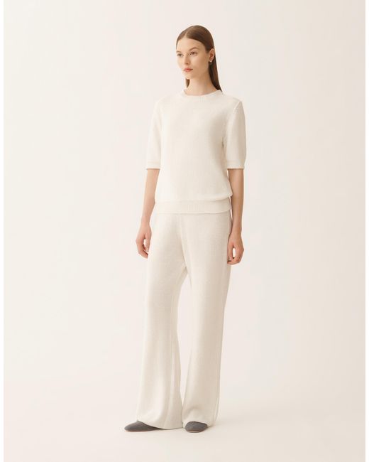 Fabiana Filippi Natural Cotton And Linen Sweater With Sequins