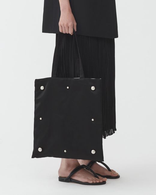 Fabiana Filippi Black Duchesse Big Shopping Bag With Studs