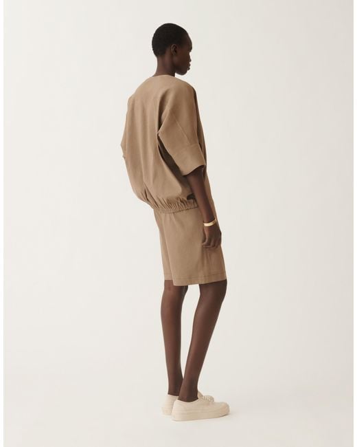 Fabiana Filippi Natural Stretch Viscose And Linen Top, Taupe