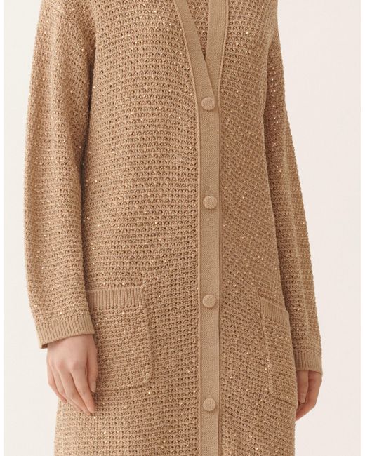 Fabiana Filippi Natural Cotton Tape Cardigan With Sequins, Maple