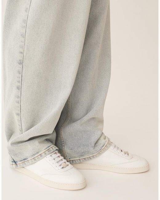 Fabiana Filippi Natural Grain Leather Sneakers, Optic