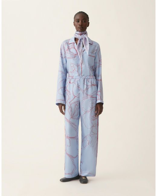 Fabiana Filippi Blue Silk Twill Trousers
