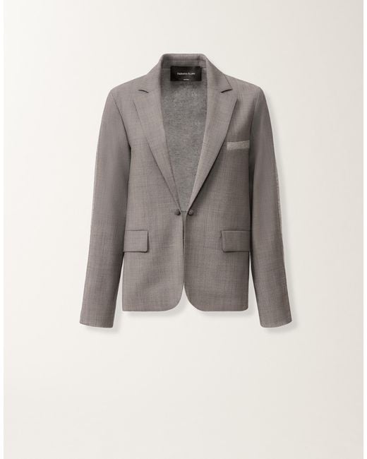 Fabiana Filippi Gray Cool Wool Jacket, Melange Rock