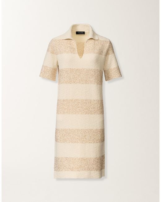 Fabiana Filippi Natural Striped Cotton Tweed Dress With Sequins