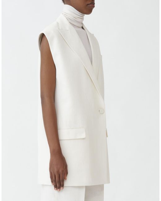 Fabiana Filippi White Linen Viscose Cloth Double Breasted Vest