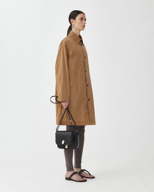 Fabiana Filippi Natural Long Trench With Shirt Collar And Filo Diamante
