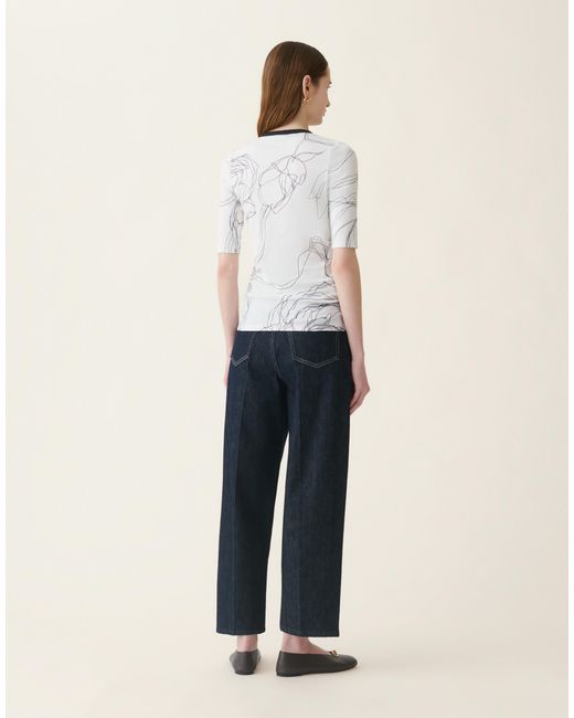Fabiana Filippi Natural Ribbed Cotton Jersey T-Shirt