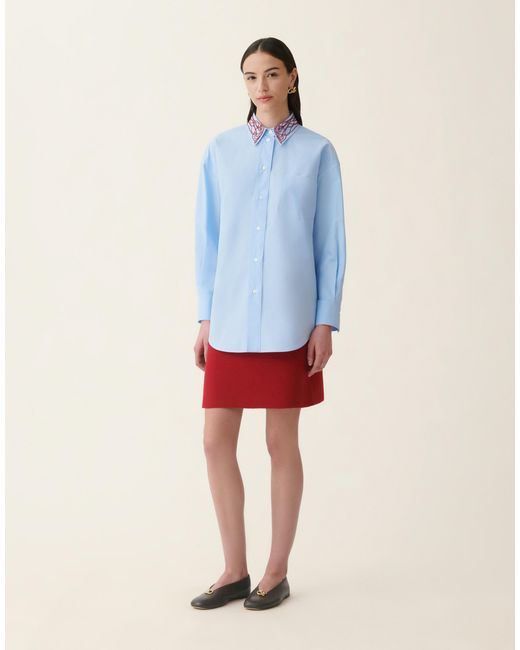 Fabiana Filippi Blue Boyfriend Poplin Shirt
