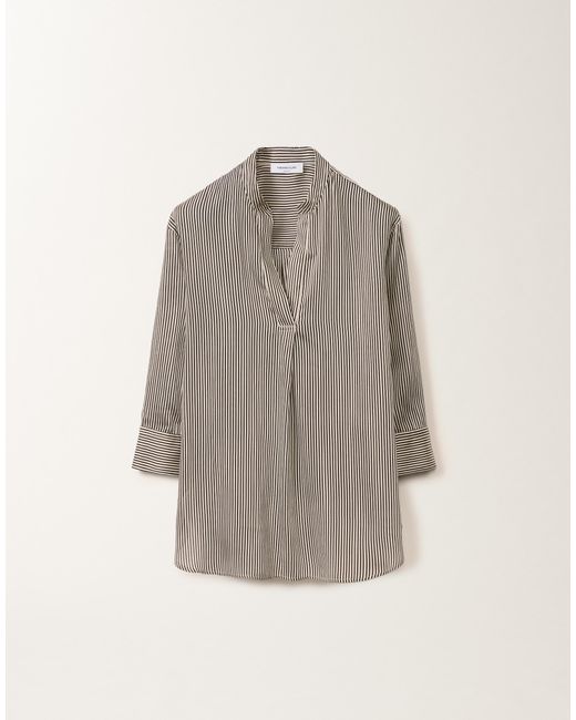 Fabiana Filippi Gray Bluse Aus Viskose Und Seide, Gestreift, Schwarz Und Weiß