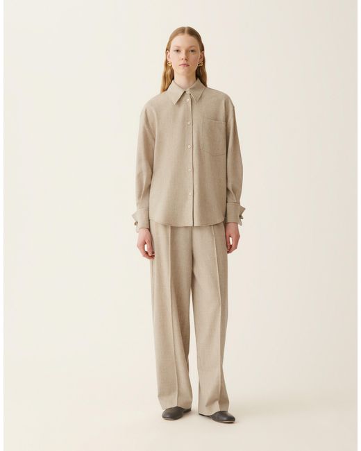 Fabiana Filippi Natural Long Flannel Shirt, Greige