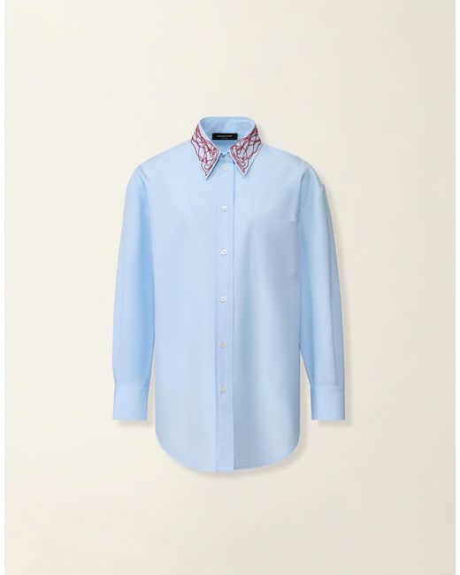 Fabiana Filippi Blue Boyfriend Poplin Shirt