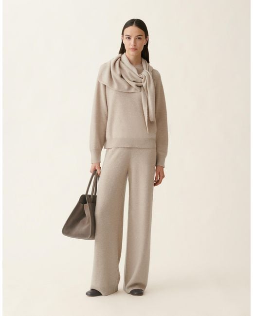 Fabiana Filippi Natural Wool And Silk Trousers With Sequins