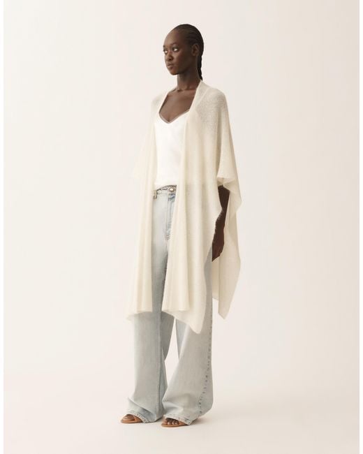 Fabiana Filippi Natural Mohair Cape With Sequins