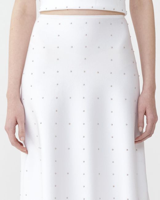 Fabiana Filippi White Compact Viscose Flared Skirt With Double Stud