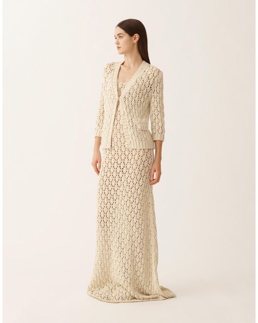 Fabiana Filippi Natural Cotton Tape Cardigan With Sequins