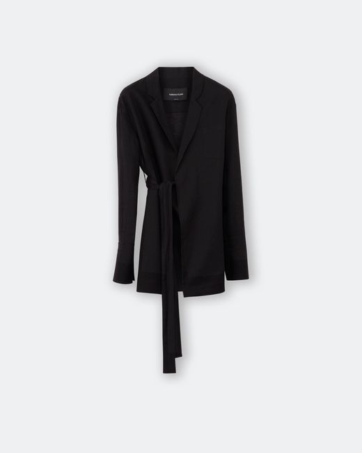 Fabiana Filippi Black Linen Cloth Jacket With Bow Detail