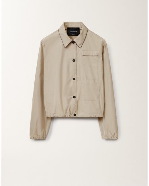Fabiana Filippi Micro Faille Bomber Jacket, Clay in Natural